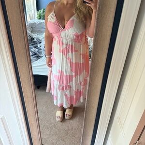 Pink and White floral Dress
